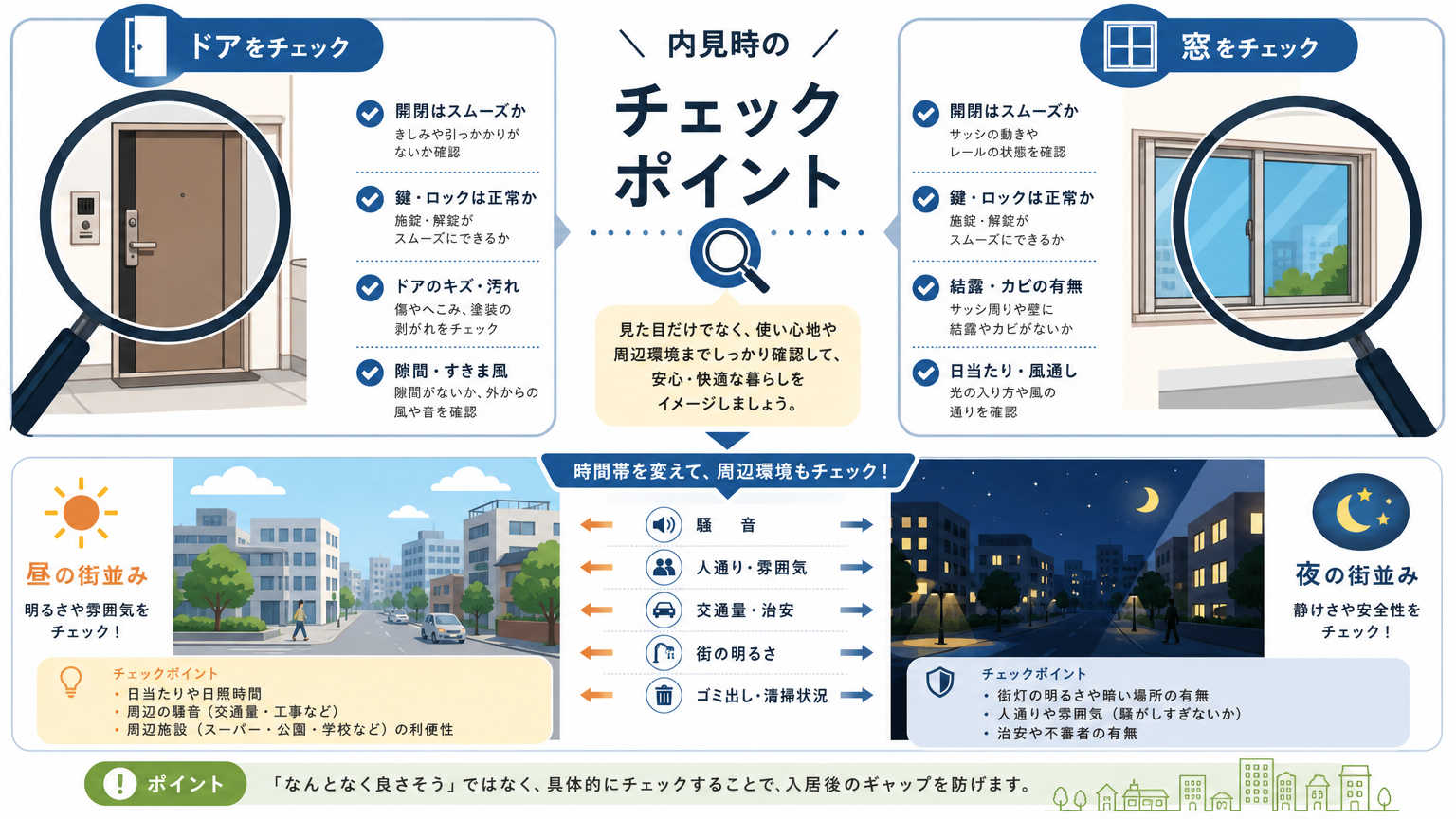 内見のときに実際に確認したいポイント